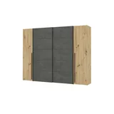 Schwebetürenschrank mit Drehtüren   ¦ holzfarben ¦ Maße (cm): B: 270,3 H: 210 T: 61.2