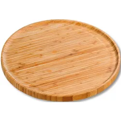 Pizzateller KESPER "Teller zum Servieren", beige (natur), B:32cm H:1,5cm L:32cm, Bambus, Speiseteller, mit erhöhtem Rand, Ø 32 cm