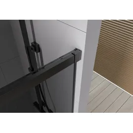 Bernstein Nischendusche mit Schiebetür Soft-Close DX906 flex 110 cm Schwarz matt 8 mm Nano graues Glas