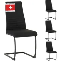 Albatros Freischwinger Stuhl TURANO 4er Set, Schwarz - Esszimmerstuhl