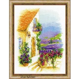 buttinette Riolis, Zählmuster Kreuzstich-Set Provence Straße, Baumwolle, Mehrfarbig, 18 x 24 cm