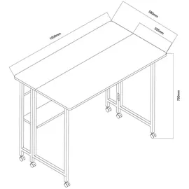 Maclean Brackets Maclean Klapptisch weiß fahrbar Platte 100x58cm max. 50kg MC-126 W - Weiß