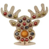 Adventskalender Aus Holz In Form Eines Hirschkopfes Für Pralinen – Dekorativer Weihnachtshalter Mit 24 Fächern