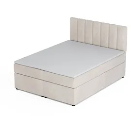 dein schlaf 24 Boxspringbett ROCK 120x200 Velour Creme H4 - Beige