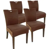 Amagohome Polsterstuhl Rattanstuhl Polsterstuhl Esszimmer Stuhl Korbstuhl Bilbao mit Griff Po braun