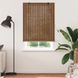 vidaXL Fensterjalousie mit Vorhängen Braun 110 x 220 cm Bambus