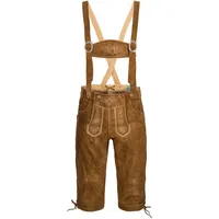 Spirit of Bavaria Trachtenlederhose Herren Trachten Lederhose mit Träger Kniebund Oktoberfest Hose 506 braun 52