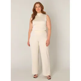 Base Level Curvy "Arah", Damen, Gr. 58 (60), Länge 32, beige (light beige), Web, Obermaterial: 97% Polyester, 3% Elasthan, unifarben, loose fit extralang, Hosen Treggings, mit elastischem Bund