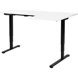 Beliani Schreibtisch Rechts Weiß u. Schwarz Melamin L-Form 160x59 cm mit Metallgestell Elektrisch Höhenverstellbar Büro Steh-Sitz-Tisch Stehtisch - Schwarz/Weiß