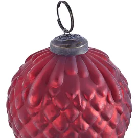 Beliani Weihnachtskugel 6er Set Glas rot