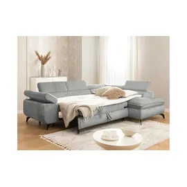 S-Style Ecksofa Cord 2-Sitzer Grau