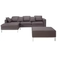 Beliani 2-tlg Ecksofa OSLO in Braun/Silber | Gr.: onesize