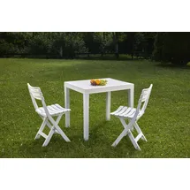 Dmora Gartenmöbel-Set Ortisei, Weiß 2-Sitzer, 1 Tisch - Weiß