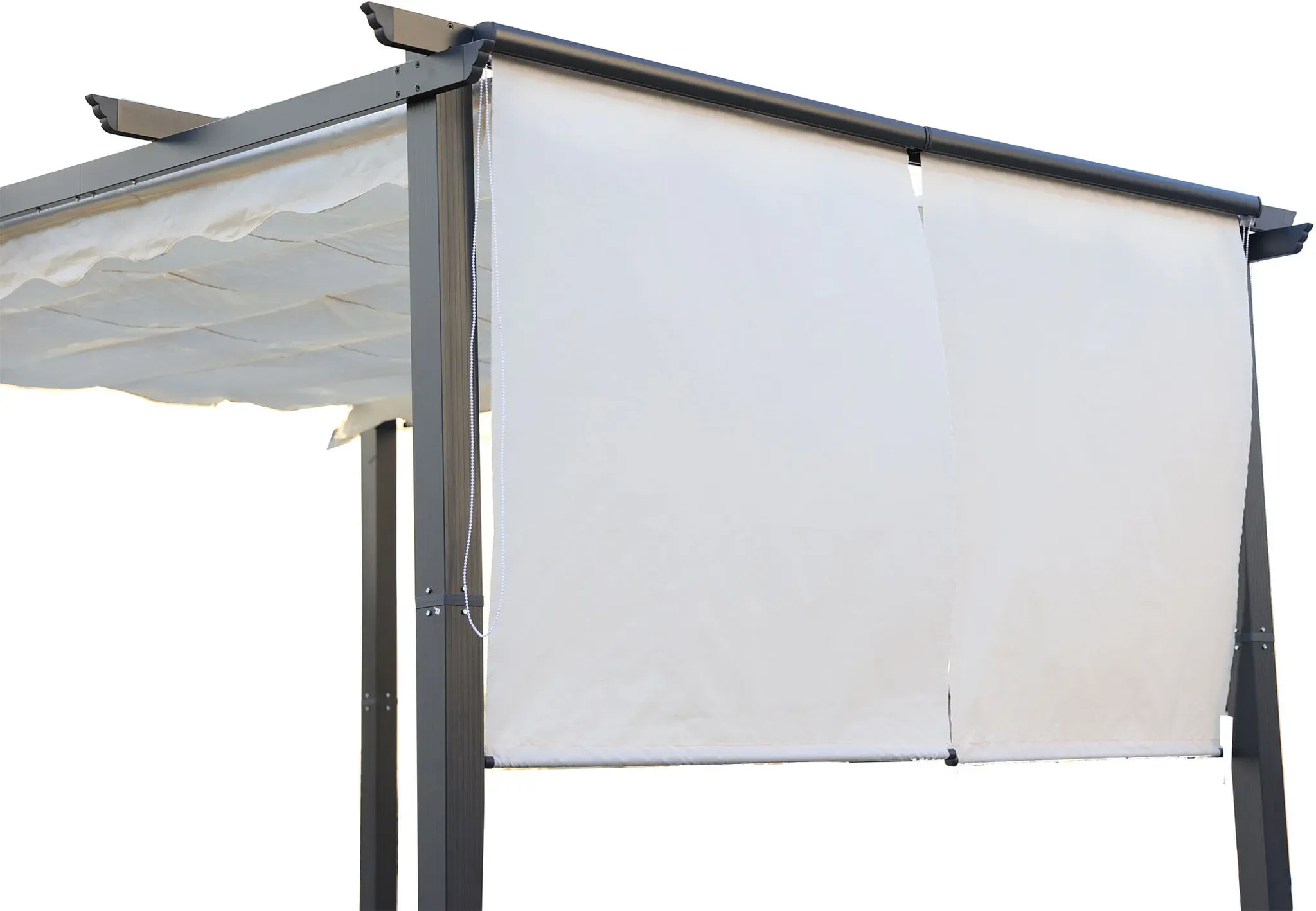 OUTFLEXX 2er Set Vorhang für Pergola mit 3x3m / 4x3m, creme, für 13410/13411/16071, je Vorhang 117x145cm