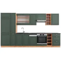 Vicco Küchenzeile Fame-Line 355 cm Grün-Gold Eiche