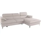 Cotta Ecksofa "Caluso L-Form", beige (fog), B:254cm H:74cm T:167cm, NaturLEDER (echtes Rindsleder) in Sitz und Rücken.