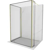 Mexen Kioto Walk-in Duschwand 120x90x30cm, Gold, Schwarzes Muster