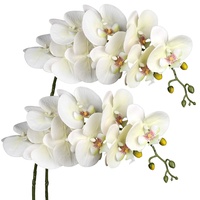 2 Stück Kunstblume Orchideenzweig Künstliche Phalenopsis Orchidee Dekorative Weiße Blumen Kunstzweig Deko Real-Touch Kunstblumen Wie Echt mit 9 Blüten
