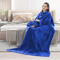 sunyana Kuscheldecke mit ärmeln, TV Decke mit ärmeln, Ärmeldecke mit Weiche Gemütliche Plüsch, Geeignet für Sofa, Bett 1.5 * 2M (Klassisches Blau)