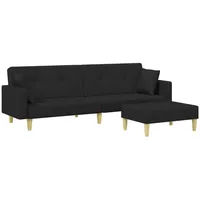 vidaXL Schlafsofa 2-Sitzer mit Fußhocker Schwarz Stoff