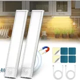 Pair Led-küchenleuchte, Kabellose, Per Usb Wiederaufladbare Schrankleuchte, 6000k Led-unterbauleuchte Für Die Küche, Magnetisch Dimmbar Mit Bewegungssensor Für Schrank, Treppenhaus, Küche (20cm2 Packu