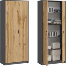 home collective Kleiderschrank 74 x 180 x 0 cm Anthrazit/Eiche