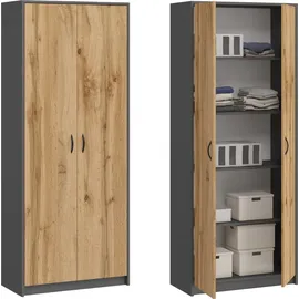 home collective Kleiderschrank 74 x 180 x 0 cm Anthrazit/Eiche