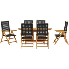 vidaXL Garten Essgruppe 7 pcs Schwarz Massivholz Akazie - Schwarz