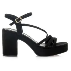 MTNG für Damen. 53436 Schwarze Sandaletten mit Absatz (39), 8 bis 10 cm, Schnalle, Lässig, Party
