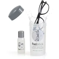 freiblick Brillenbad Set – Schüttelbad zur gründlichen Brillenreinigung (Silber-Grau, Klein)