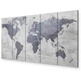 murando - Akustikbild Weltkarte 5 tlg - Bilder Akustikschaum Schallschutz Wand Deko Kunst Akustikpaneele Wandpaneele Schalldämmung Wandbild Schallabsorber Akustikplatten grau Beton k-C-0087-b-m