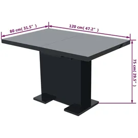 vidaXL Ausziehtisch 80 x 75 x 80 cm hochglänzend schwarz