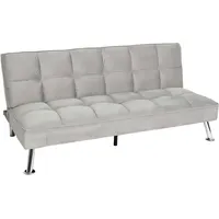 Mendler Sofa HWC-K21, Klappsofa Couch Schlafsofa, Nosagfederung Schlaffunktion Liegefläche 181x107cm - Samt, grau