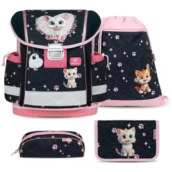 Rucksack ergonomisches Schulranzen-Set 4-Teile "Cute Kitten" Brustgurt
