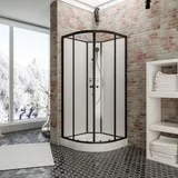 Schulte Home Kreta II Runddusche mit Schiebetür 89 x 202 cm Mattschwarz Sicherheitsglas