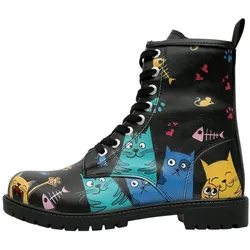 Schnürboots DOGO "Boots Damen Boots Damen Boots / Female", Damen, Gr. 37, Normalschaft, schwarz (schwarz, grün), Lederimitat, Schuhe, Vegan