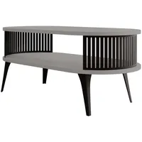 Mirjan24 Couchsitch, Schwarz, Grau, Metall, Oval,Oval, 50x44x100 cm, Wohnzimmer,