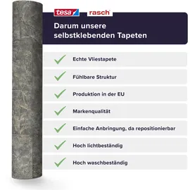 tesa rasch Luxora Vliestapete 6 m x 0,53 m Grau 1 St 371413
