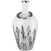 GILDE Bodenvase »Statuario«, durchgefärbtes Glas, mit Metallring, grau