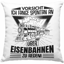 Trendation Dekokissen Trendation - Fange Spontan An Über Eisenbahn Zu Reden Lokführer Kissen Geschenk Eisenbahner Spruch Lokomotive Geschenkidee Eisenbahn Modelleisenbahn Dekokissen mit Füllung 40x40 blau