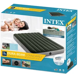 Intex Prestige Downy Doppelbettmatratze Mit Pumpe Und Fiber-tech-technologie - Green / Grey - 137 x 25 cm
