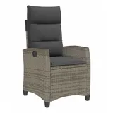vidaXL Gartensessel mit Beistelltisch Verstellbar Grau Poly Rattan