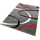 my home Teppich »Bilbao«, rechteckig, handgearbeiteter Konturenschnitt, flacher Teppich rund, Kurzflor 539414-5 grau 13 mm,
