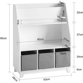 SoBuy Kinderregal KMB34 63 x 80 x 28 cm MDF weiß