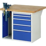 PROREGAL Werkbank Serie 7000 - Modell 7511 | HxBxT 84x100x90cm | 5x Schublade + 1x Schrank | Schubladenmaße 1x60 + 1x90 + 2x150 + 1x270mm