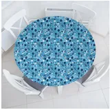 Abakuhaus Tischdecke Rundum-elastische Stofftischdecke, Blumen Shabby Pflanzen Petals blau 120 cm x 120 cm