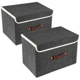 luxuskollektion Faltbare Aufbewahrungsbox 38 x 25 x 25 cm 2-tlg. schwarz