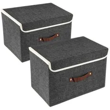 luxuskollektion Faltbare Aufbewahrungsbox 38 x 25 x 25 cm 2-tlg. schwarz