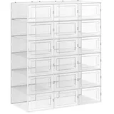 Schuhbox  (L x B x H: 23,2 x 33,5 x 14,3 cm, Kunststoff, Weiß/Transparent, 18 Stk.)
