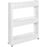home collective Rollwagen mit 3 Ebenen, Platzsparend, 3-stöckiger Schrank auf Rollen, geräumige Regale im modularen Design, Multifunktional Aufbewahrungswagen, 12,5 x 54 x 72 cm, Schmal, in weiß